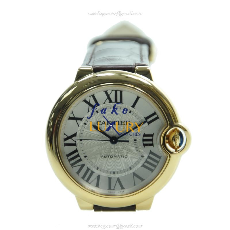 Cartier Ballon Bleu W6900356 Automatic Silver Dial 18kt Gold Replica Watch - Luxury Replica Watch