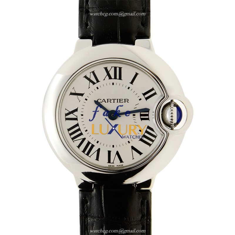 Cartier Ballon Bleu W69018Z4 Replica Watch - Quartz - 28.6mm Steel Case - Black Alligator Strap - Luxury Replica Watch
