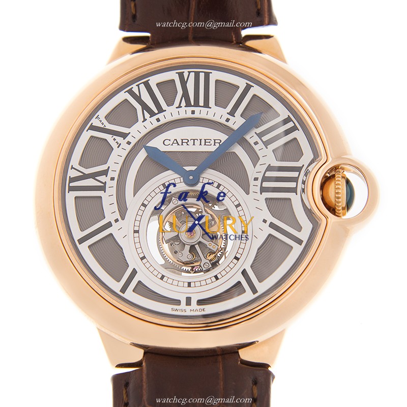 Cartier W6920001 BALLON BLEU Manual Wind 18kt Rose Gold Replica Watch, Gray Dial, Brown Alligator - Luxury Replica Watch