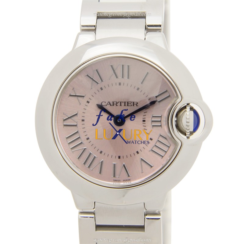 Cartier W6920038 BALLON BLEU Quartz Steel Replica Watch, Pink Dial, Silver Strap - Luxury Replica Watch