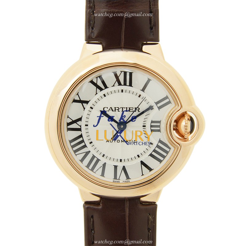 Cartier W6920069 BALLON BLEU Automatic 18kt Rose Gold Replica Watch - Swiss Movement, Silver Dial - Luxury Replica Watch