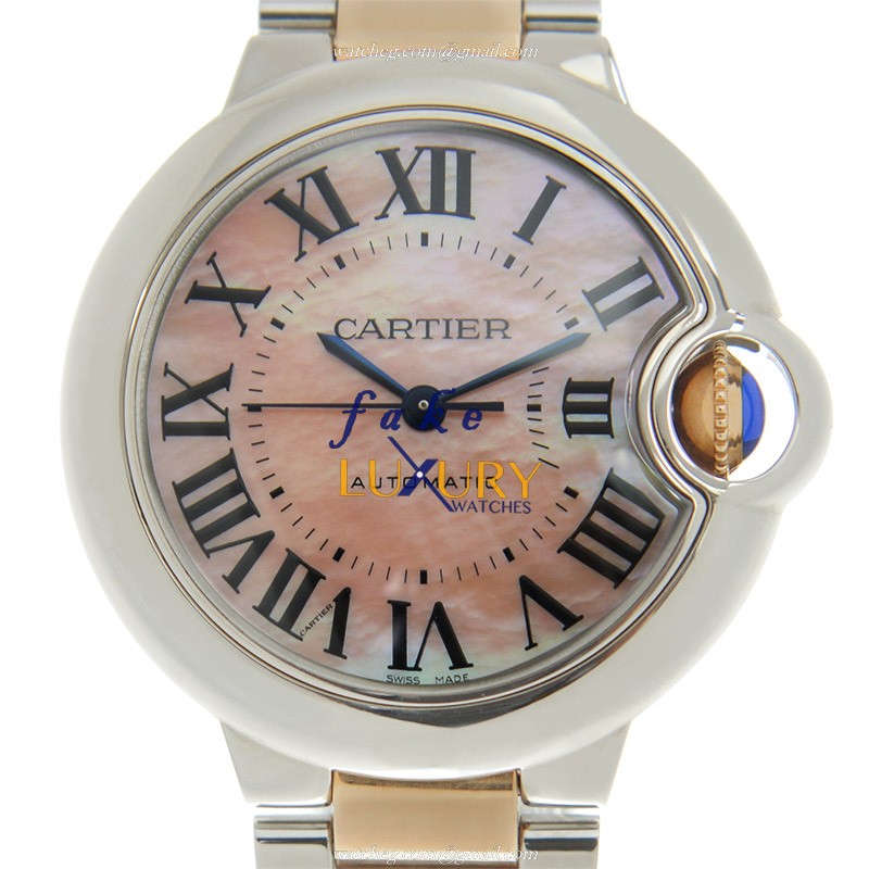 Cartier W6920070 BALLON BLEU Automatic Stainless Steel Replica Watch with Pink Mother of Pearl Dial - Luxury Replica Watch