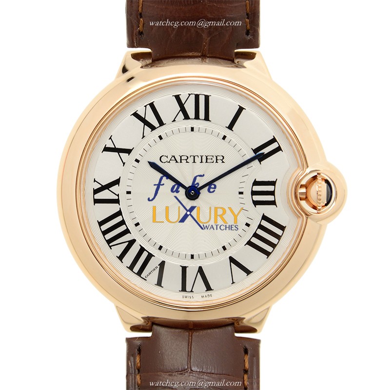 Cartier W6920083 BALLON BLEU Manual Wind 18kt Rose Gold Replica Watch, Silver Dial, Alligator Strap - Luxury Replica Watch