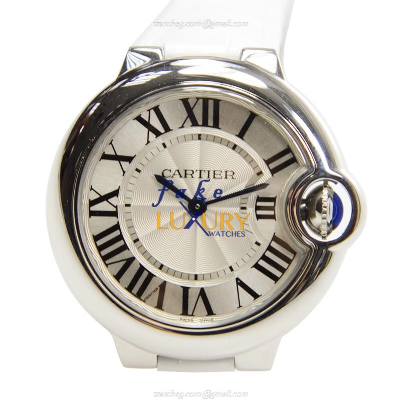 Cartier W6920086 Ballon Bleu Replica Watch, Quartz, White Dial, Steel Case, Alligator Strap - Luxury Replica Watch