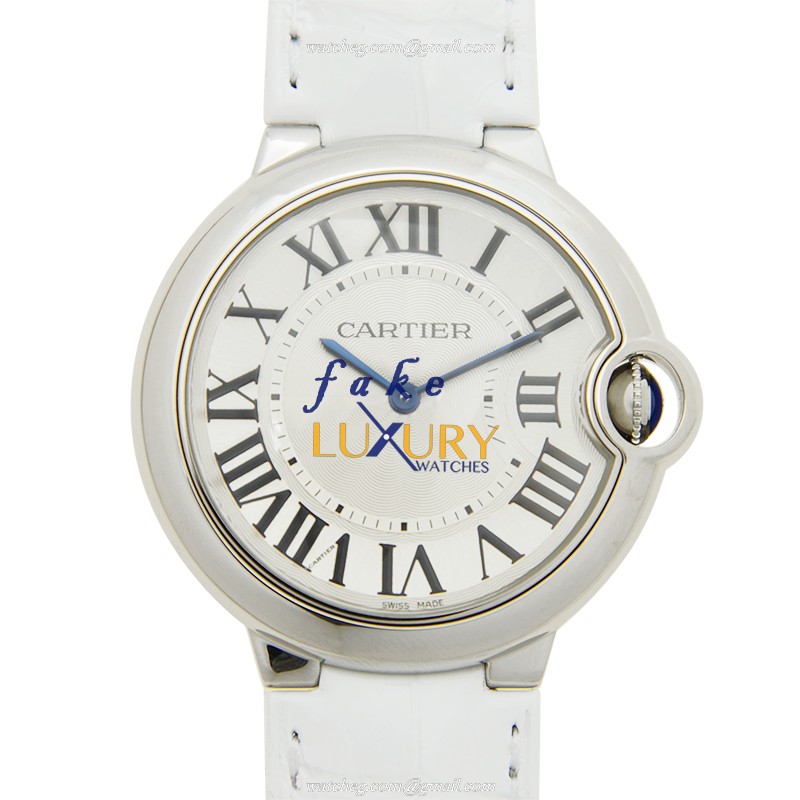 Cartier W6920087 BALLON BLEU Quartz Replica Watch, Stainless Steel Case, Silver Dial, White - Luxury Replica Watch