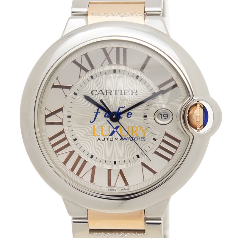 Cartier W6920095 Ballon Bleu Replica Watch Automatic Silver Dial Steel Case Rose Gold Strap - Luxury Replica Watch