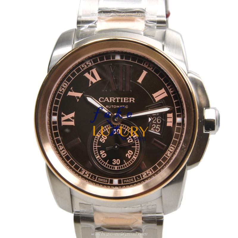 -7100050ST.OO.1240ST.01 - Cartier Calibre De Cartier Automatic 18kt Rose Gold & Steel Replica - Luxury Replica Watch