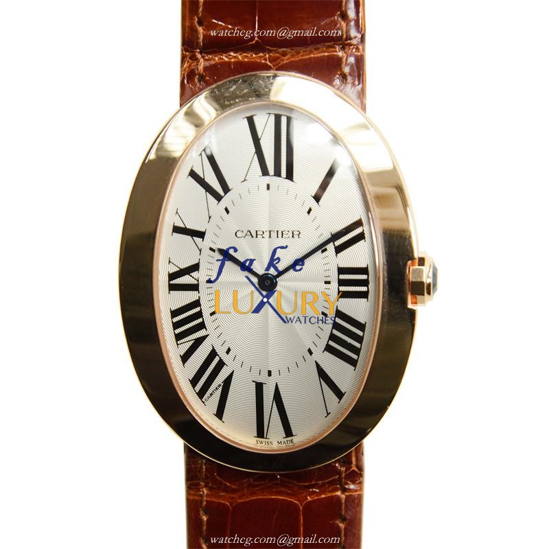 Cartier W8000002 Baignoire Replica Watch, Manual Wind, 18kt Rose Gold Case, Silver Dial - Luxury Replica Watch