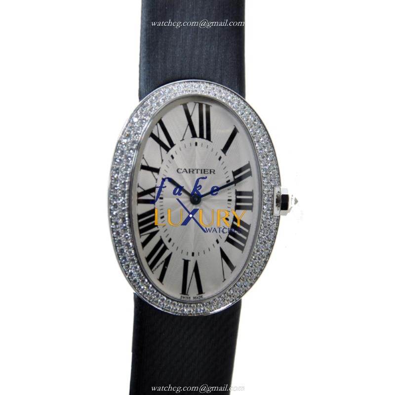 Cartier WB520009 Baignoire Replica Watch, Manual Wind, 18kt White Gold & Diamond, Silver Dial - Luxury Replica Watch