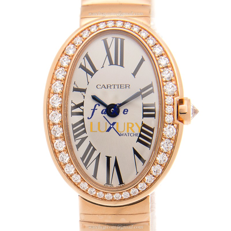 Cartier WB520026 BAIGNOIRE Quartz 18kt Rose Gold & Diamond Replica Watch - Swiss Movement, White - Luxury Replica Watch