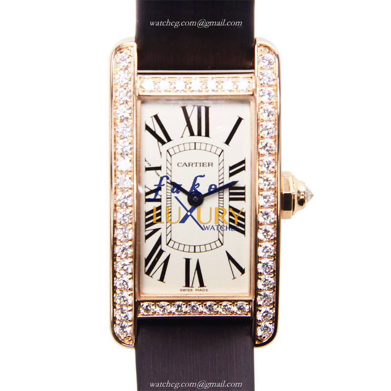Cartier WB707931 TANK Quartz 18kt Rose Gold & Diamonds - Automatic - Black Dial Replica Watch - Luxury Replica Watch