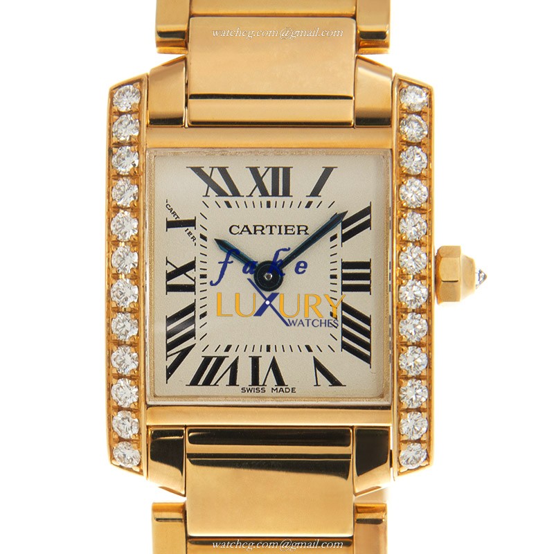 Cartier WE1001R8 Replica Watch, Quartz Movement, White Dial, 18kt Gold & Diamond Case - Luxury Replica Watch