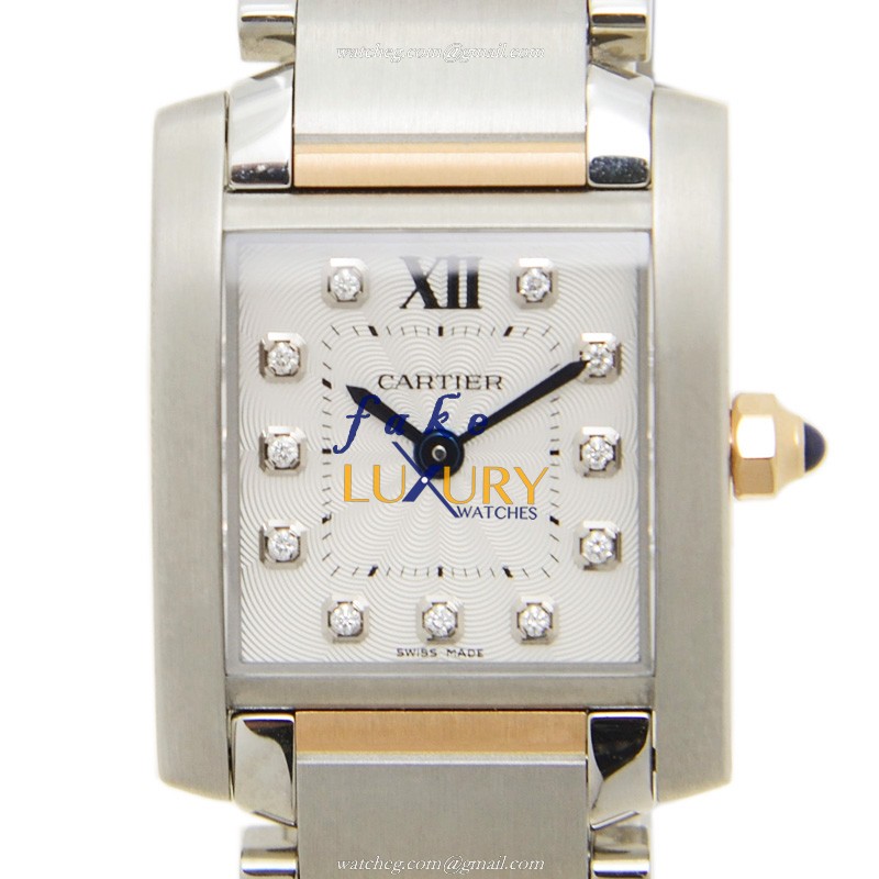 Cartier WE110004 TANK Quartz Steel Case Replica Watch - 20.25mm Dial Silver & White Sapphire - Luxury Replica Watch