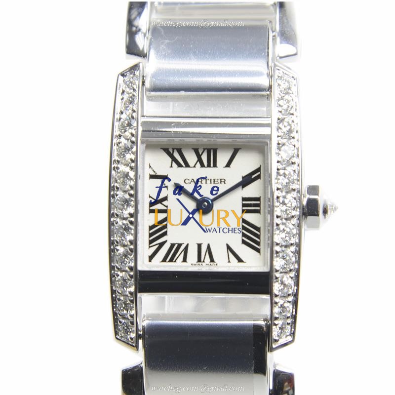 Cartier WE70039H Replica Watch, Tank Quartz, White Dial, 18kt White Gold & Diamond Case - Luxury Replica Watch