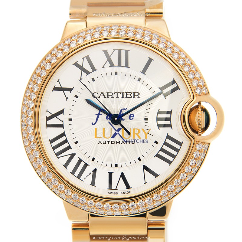 Cartier Ballon Bleu Automatic Replica Watch WE9004Z3 18kt Gold Diamond Silver Dial 36.6mm - Luxury Replica Watch