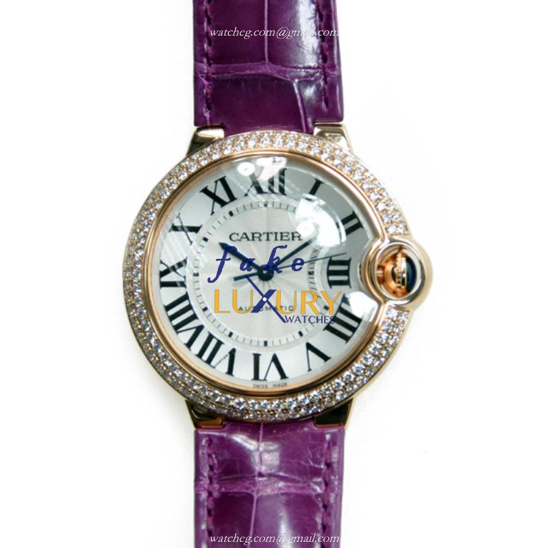 Cartier WE900551 BALLON BLEU AUTO 18kt Rose Gold Diamond Case Replica Watch - Luxury Replica Watch