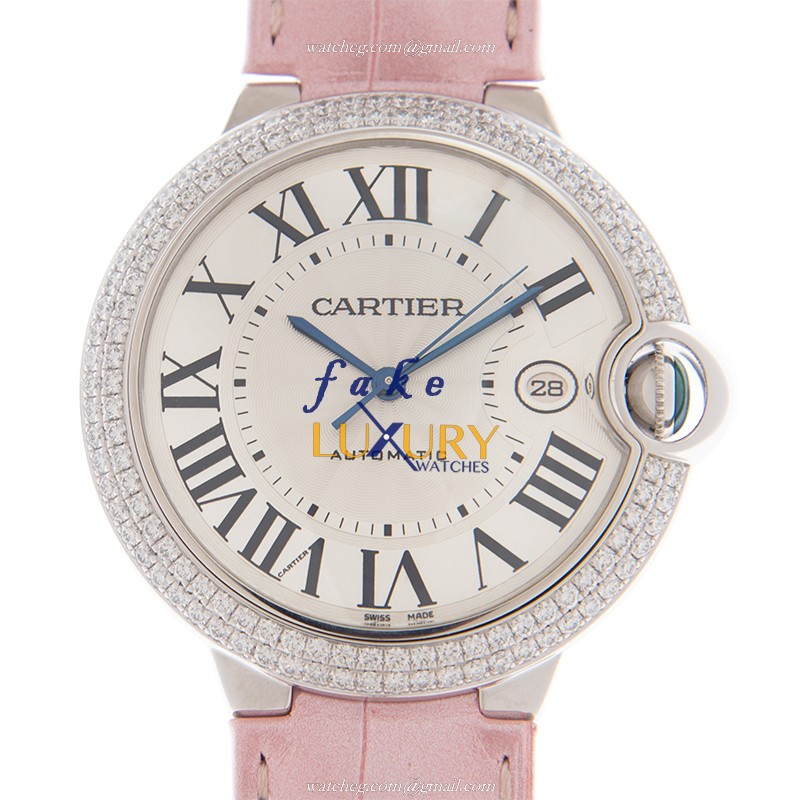 -WE900951 - Cartier BALLON BLEU Automatic 18kt White Gold Diamond Replica Watch - Swiss Movement - Luxury Replica Watch