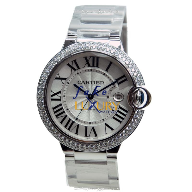 Cartier WE9009Z3 Ballon Bleu Auto 42mm 18kt White Gold Diamond Bezel Replica Watch - Luxury Replica Watch