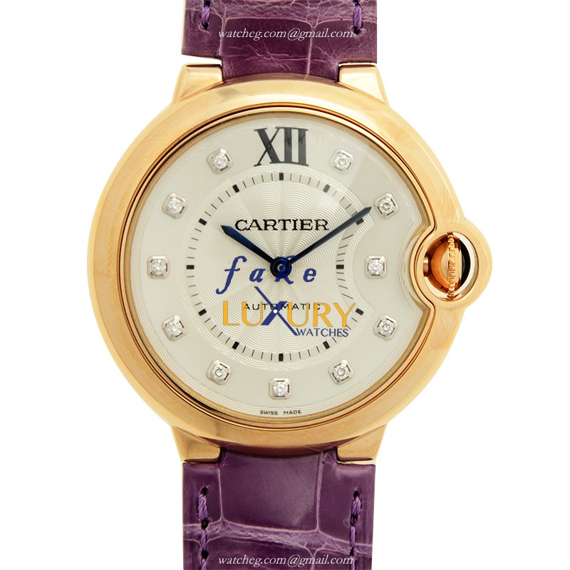 Cartier Ballon Bleu WE902028 Replica Watch, Automatic 18kt Rose Gold, Purple Alligator Strap - Luxury Replica Watch