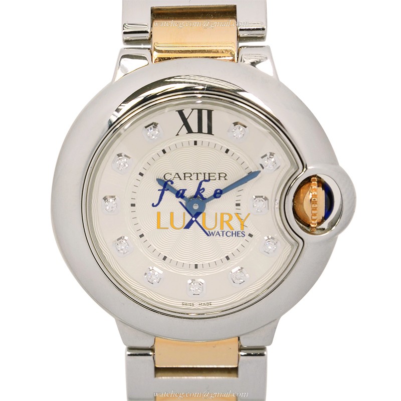 Cartier Ballon Bleu Quartz Replica Watch, Model: WE902030, Swiss Movement, Silver Dial, Steel Case - Luxury Replica Watch