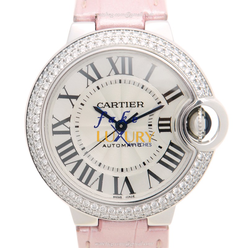 Cartier WE902037 BALLON BLEU Automatic 18kt White Gold & Diamond Replica Watch, Swiss Movement - Luxury Replica Watch