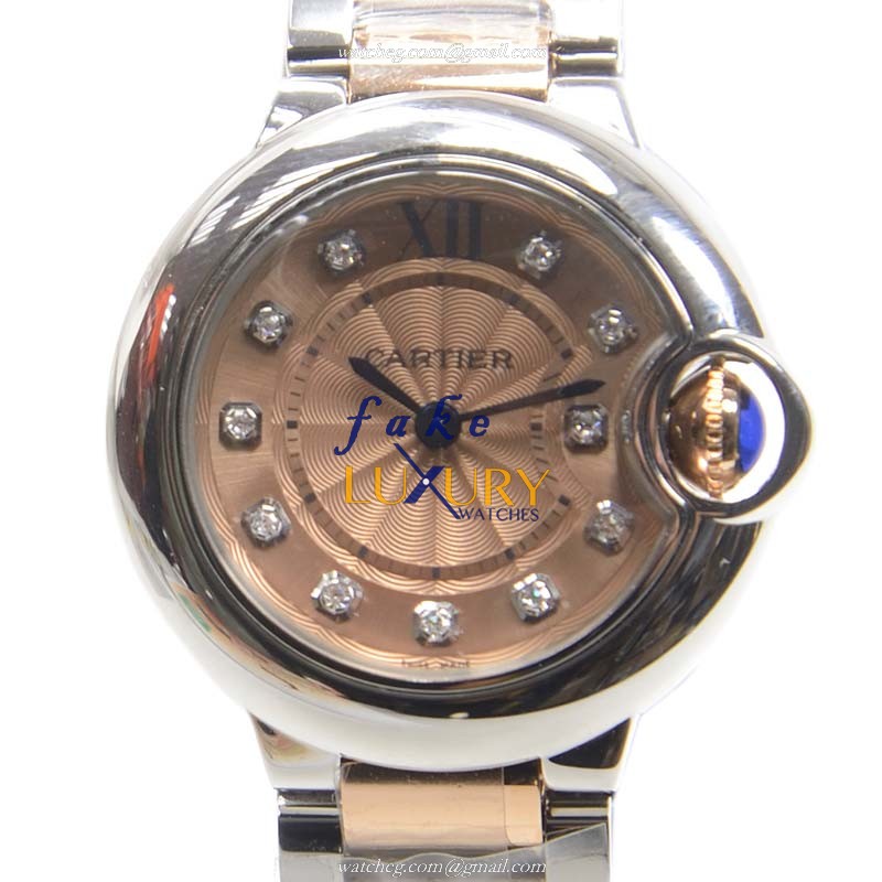 Cartier WE902052 BALLON BLEU Quartz Stainless Steel Replica Watch - Pink Dial, Silver Strap - Luxury Replica Watch