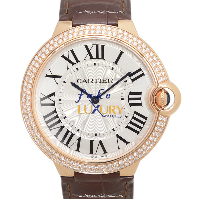 Cartier WE902055 BALLON BLEU - Manual Wind - 18kt Rose Gold - Diamonds - Replica Watch - Silver - Luxury Replica Watch