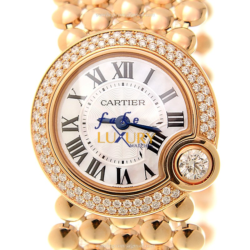 Cartier Ballon Bleu WE902057 Quartz 18kt Rose Gold White Dial Diamonds Replica Watch - Luxury Replica Watch