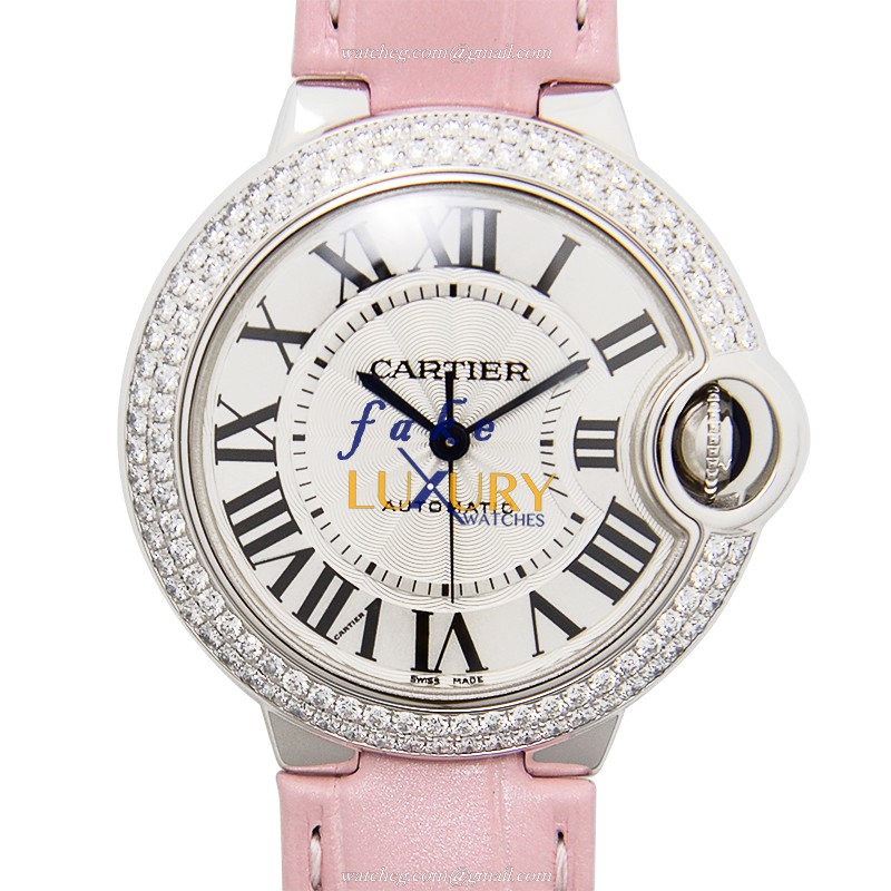 Cartier WE902067 BALLON BLEU Automatic 18kt White Gold Diamond Replica Watch Silver Dial 1:1 Clone - Luxury Replica Watch
