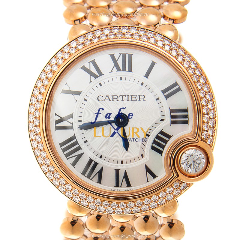 Cartier WE902071 Ballon Bleu Replica Watch, 18kt Rose Gold & Diamond Case, White Mother of Pearl - Luxury Replica Watch