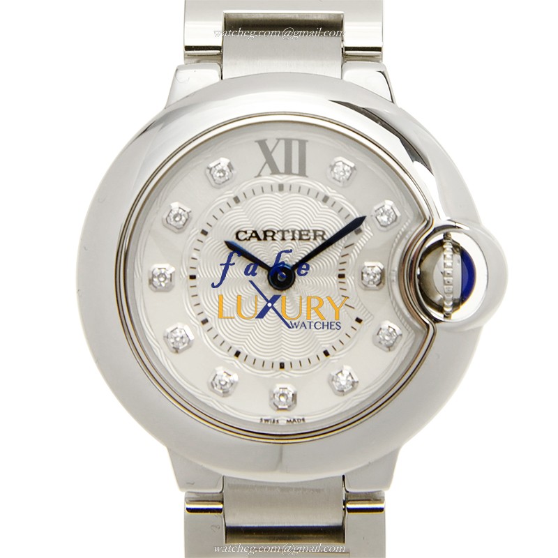-WE902073 - Cartier BALLON BLEU Quartz Stainless Steel Replica Watch - Silver Dial & Sapphire - Luxury Replica Watch