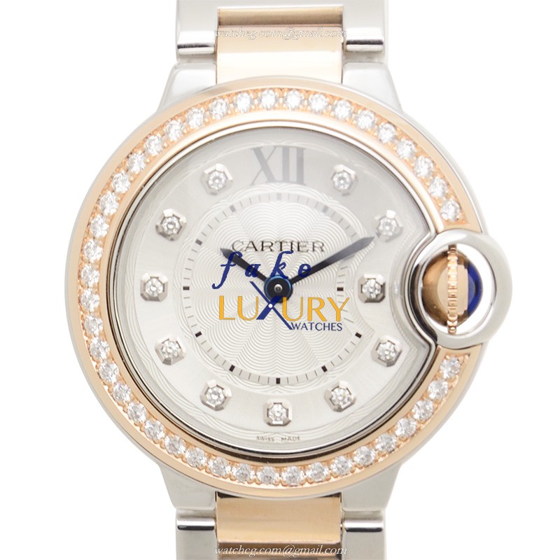 WE902076 - Cartier Ballon Bleu Replica Watch Quartz 18kt Rose Magic Diamond Silver Dial - Luxury Replica Watch