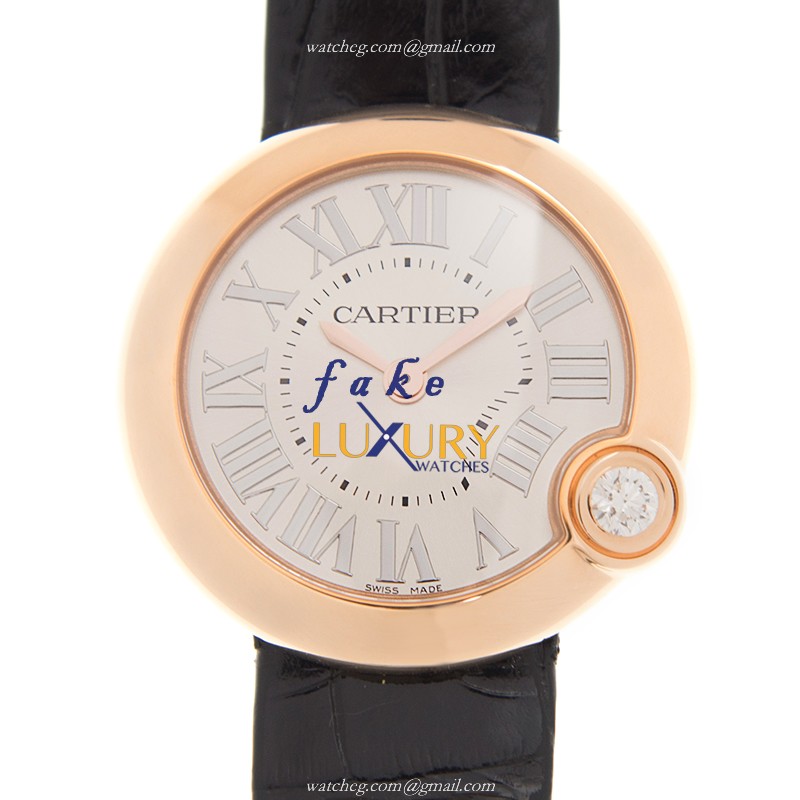 Cartier WGBL0003 Ballon Blanc De Cartier Replica Watch, 30mm Quartz, Silver Dial, 18kt Rose Gold - Luxury Replica Watch