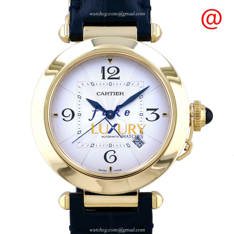 Cartier WGPA0007 PASHA DE CARTIER Automatic 18kt Yellow Gold Replica Watch | Silver Dial | Blue - Luxury Replica Watch