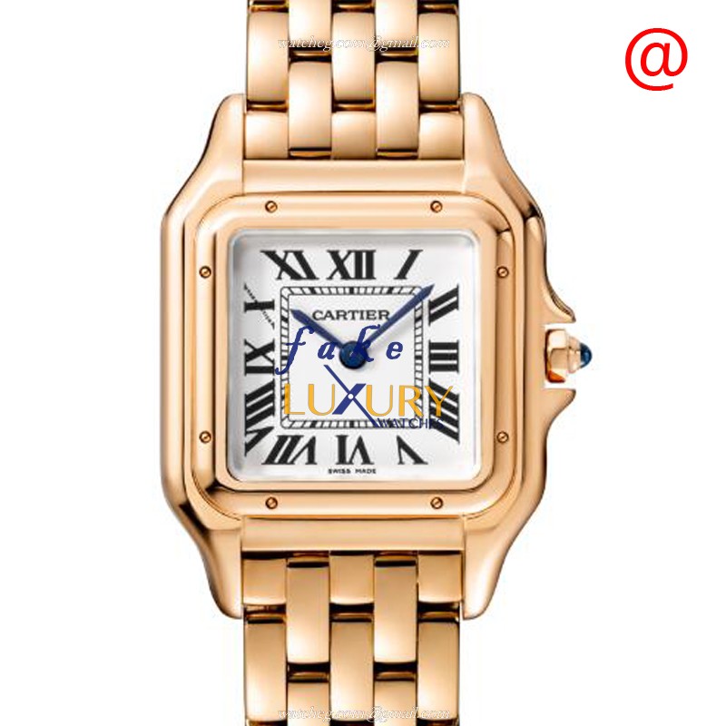 Cartier WGPN0007 PANTHeRE DE CARTIER Quartz 18kt Rose Gold Replica Watch - Silver Dial, Gold Strap - Luxury Replica Watch