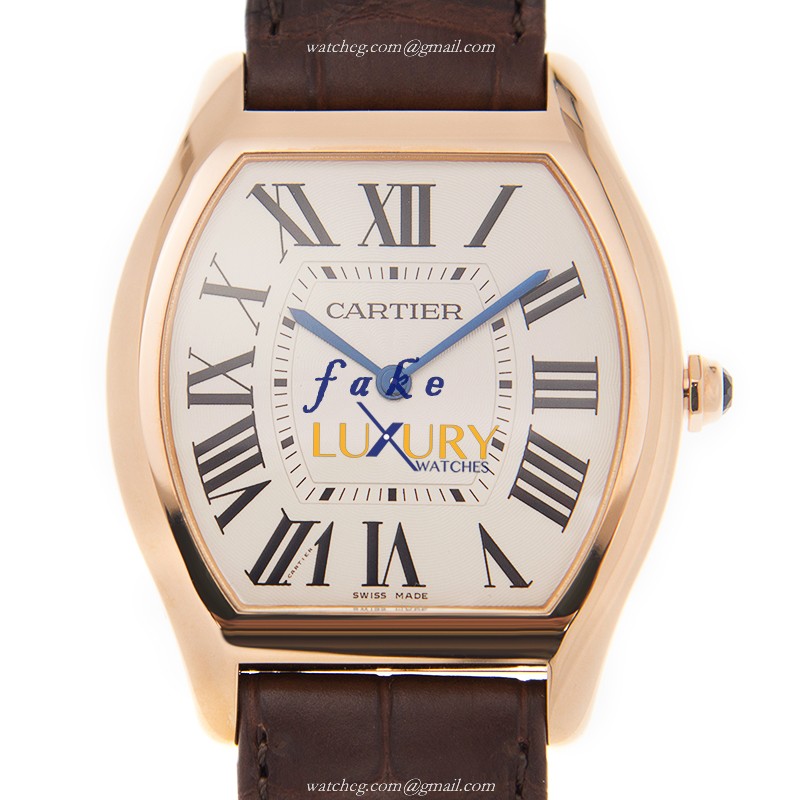 Cartier WGTO0002 TORTUE Automatic 18kt Rose Gold White Dial Black Alligator Strap Replica Watch - Luxury Replica Watch
