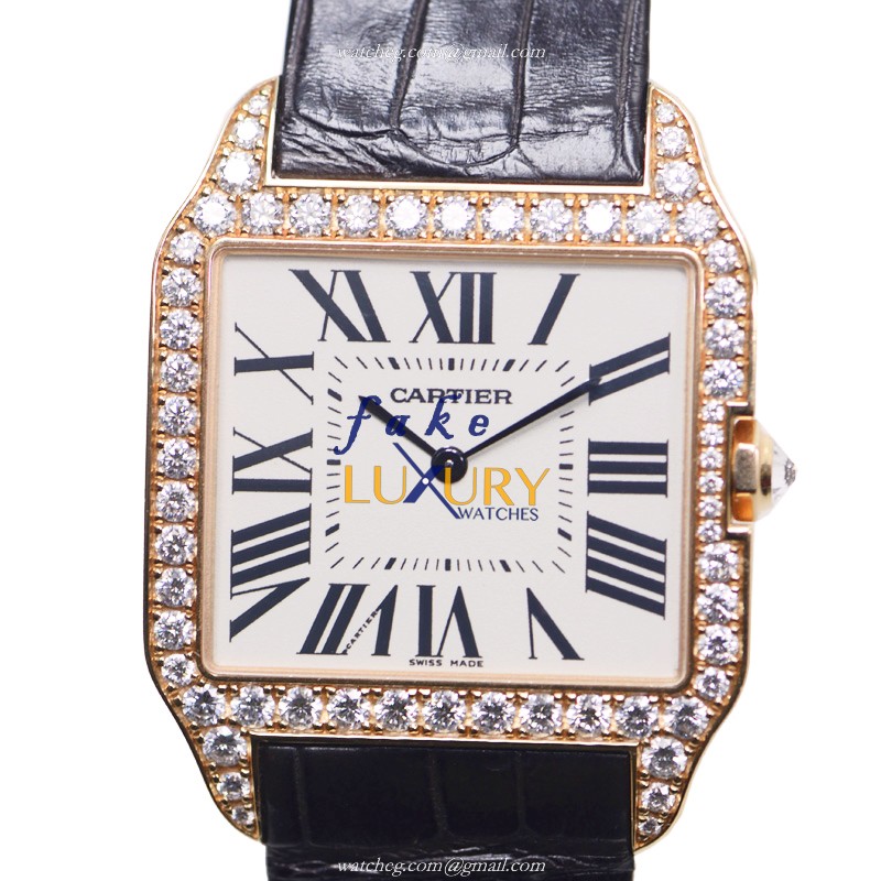 Cartier WH100751 SANTOS Manual Wind 18kt Rose Gold - Replica Watch - Case: 18kt Rose Gold & Diamonds - Luxury Replica Watch