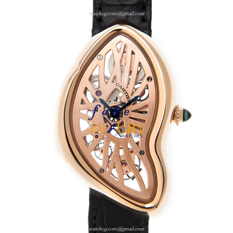 Cartier WHCH0006 CRASH Automatic 18kt Rose Gold Replica Watch, Swiss Movement, Black Alligator Strap - Luxury Replica Watch