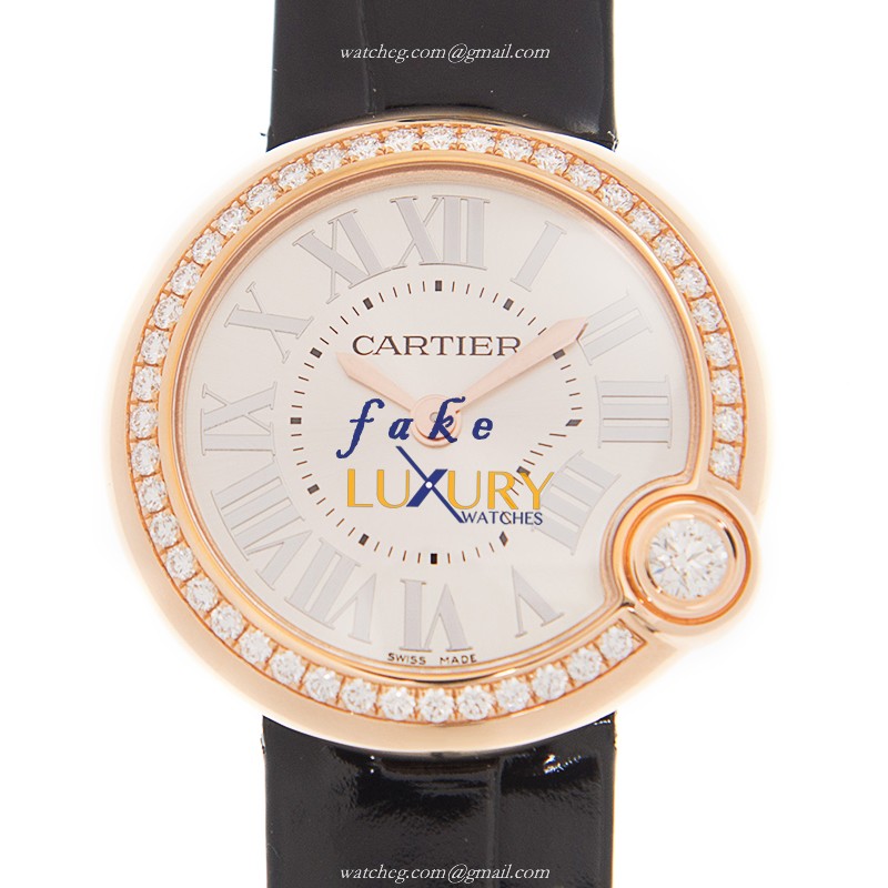 Cartier WJBB0005 BALLON BLEU Automatic 18kt Rose Gold & Diamonds Replica Watch, Automatic, Silver - Luxury Replica Watch