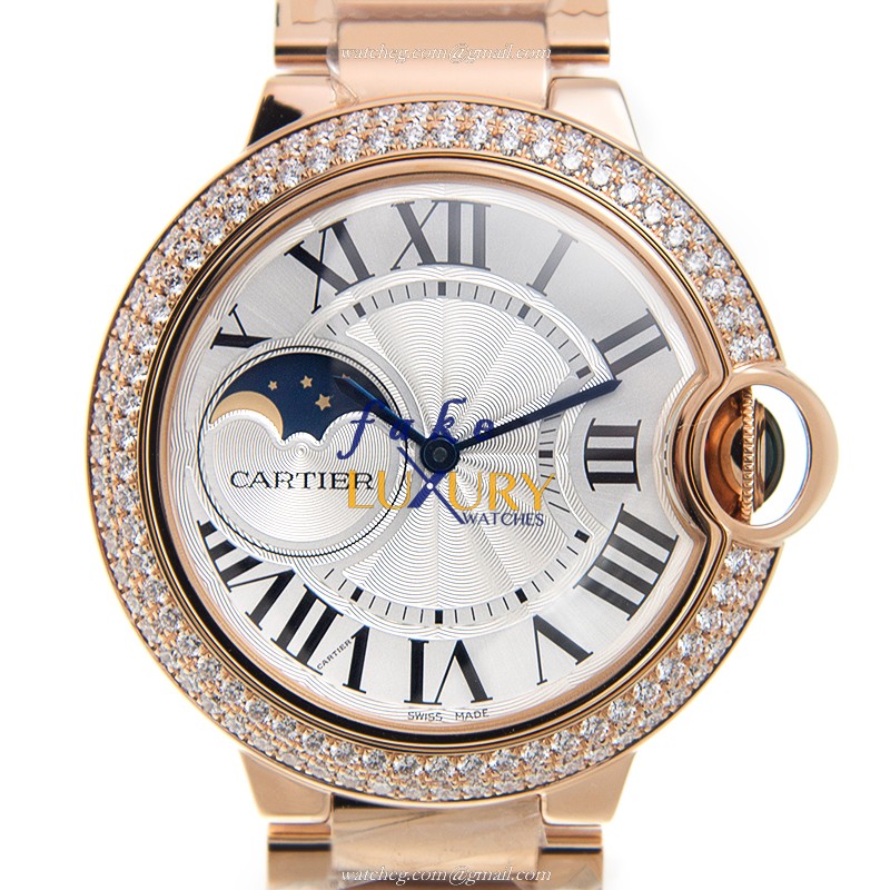 Cartier WJBB0025 Ballon Bleu Replica Watch, 37mm Automatic, Silver Dial, 18kt Rose Gold & Diamonds - Luxury Replica Watch