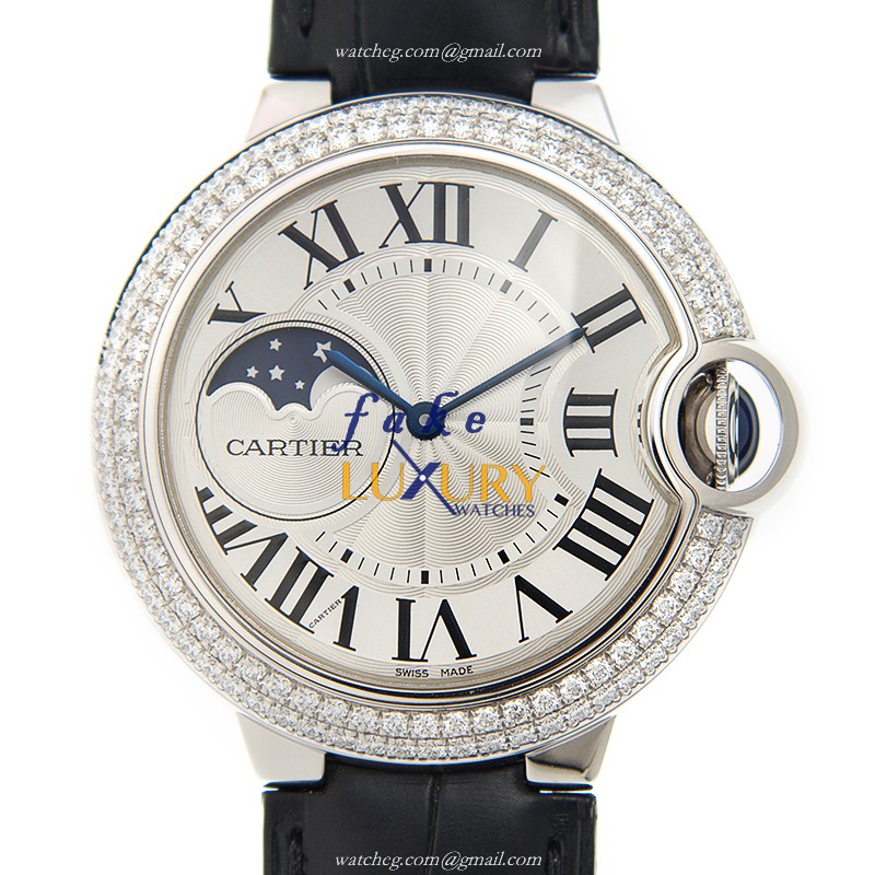 Cartier WJBB0028 BALLON BLEU Auto 18kt White Gold Diamond Watch - Replica Watch - Luxury Replica Watch