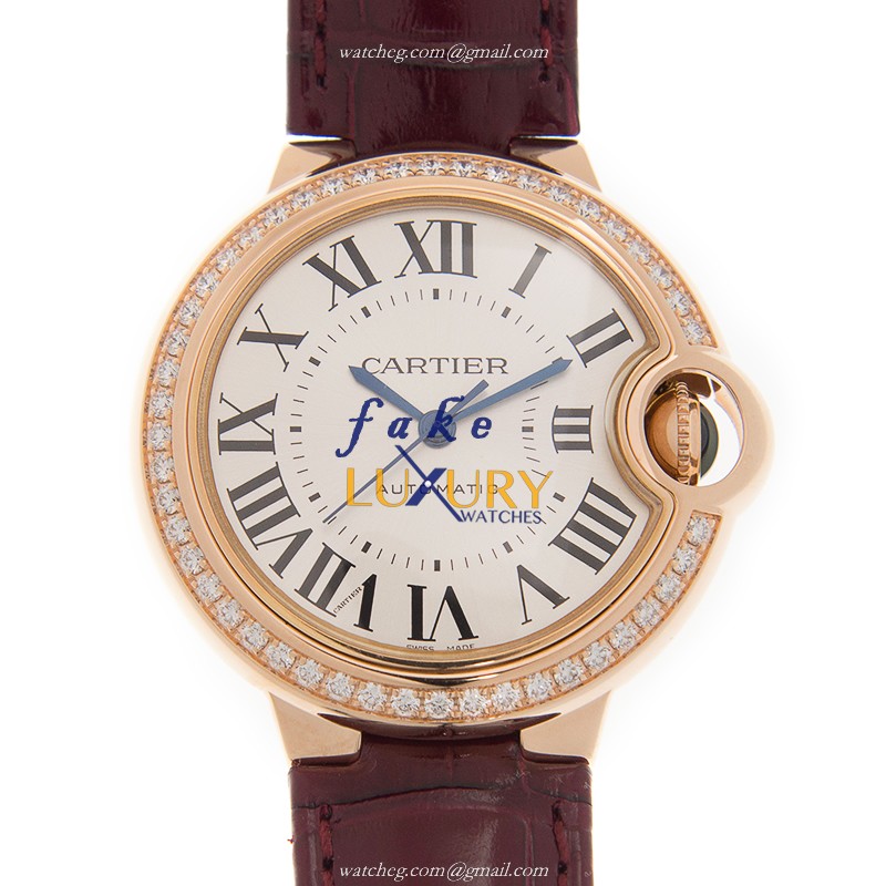 Cartier WJBB0033 Ballon Bleu Replica Watch, 33mm Automatic, White Dial, Rose Gold & Diamonds Case - Luxury Replica Watch