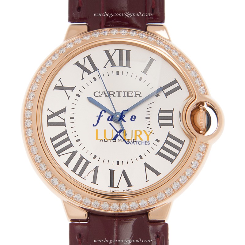 Cartier WJBB0034 BALLON BLEU Automatic 18kt Rose Gold Diamond Bezel Silver Dial Replica Watch - Luxury Replica Watch