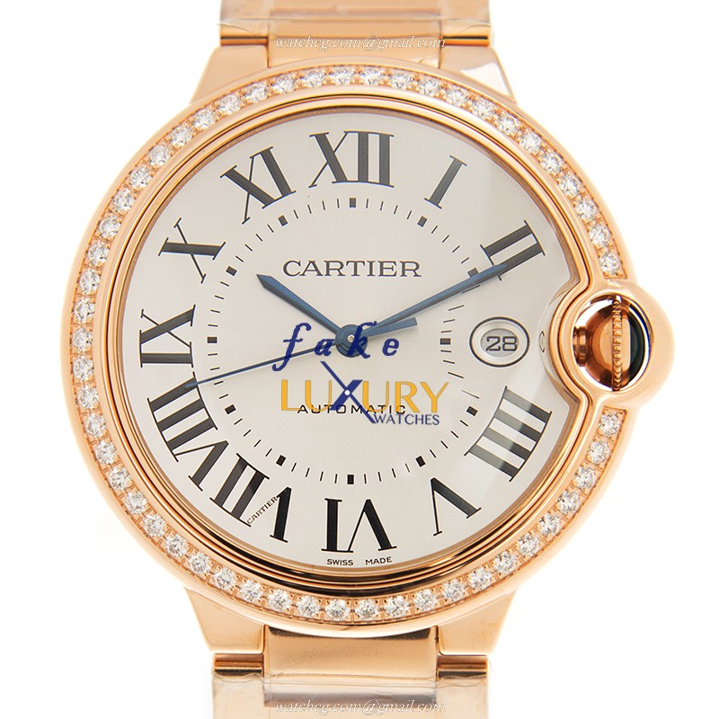 Cartier WJBB0038 Ballon Bleu Replica Watch, Automatic, White Dial, 18kt Rose Gold & Diamonds - Luxury Replica Watch
