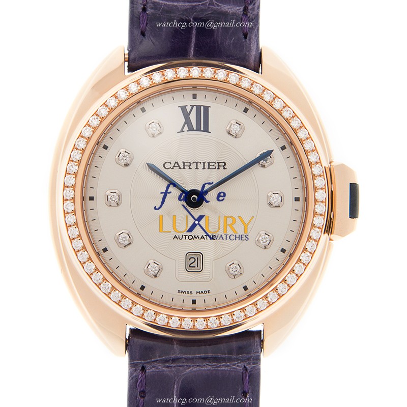 Cartier WJCL0038 AUTO 18kt Rose Gold Replica Watch | 31mm | Ceramic | Sapphire Crystal | Alligator - Luxury Replica Watch