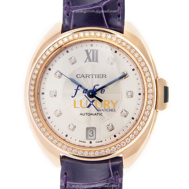 Cartier WJCL0039 Cle De Cartier Auto 18kt Rose Gold Diamond Bezel Replica Watch - Luxury Replica Watch