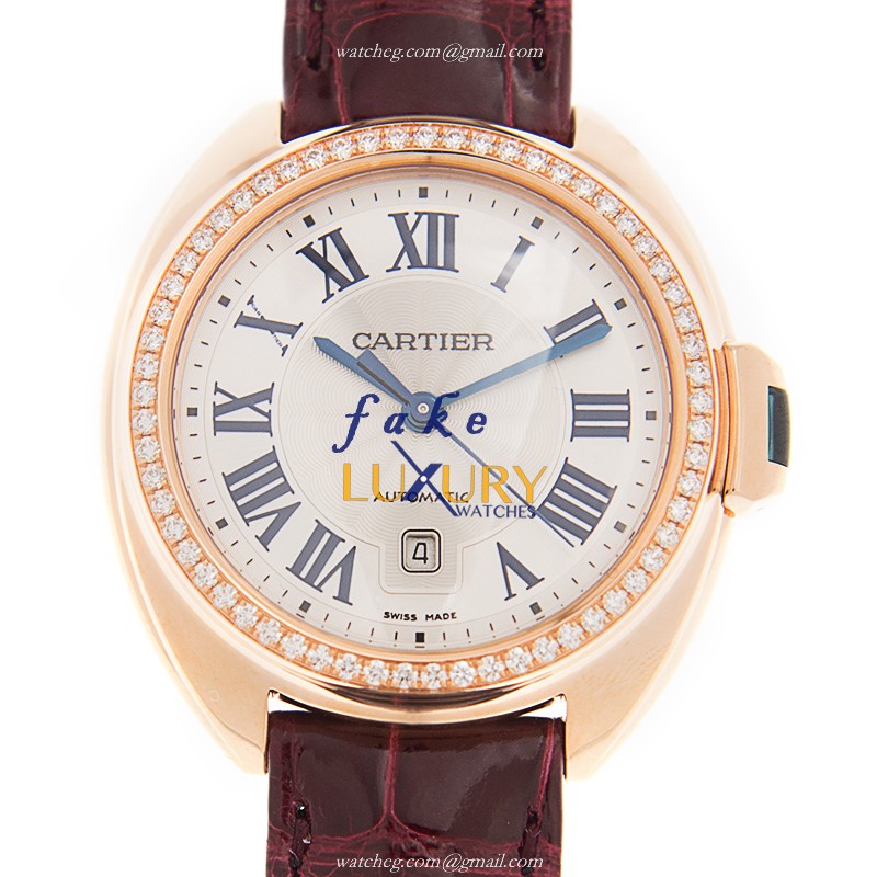 Cartier WJCL0047 Cle de Cartier Replica Watch, Automatic Movement, 18kt Rose Gold Case, White Dial - Luxury Replica Watch