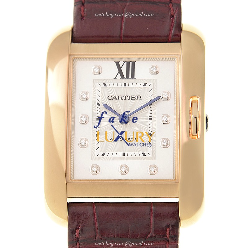 Cartier WJTA0006 Replica Watch, Automatic, White Dial, 18kt Rose Gold, Purple Alligator Strap - Luxury Replica Watch
