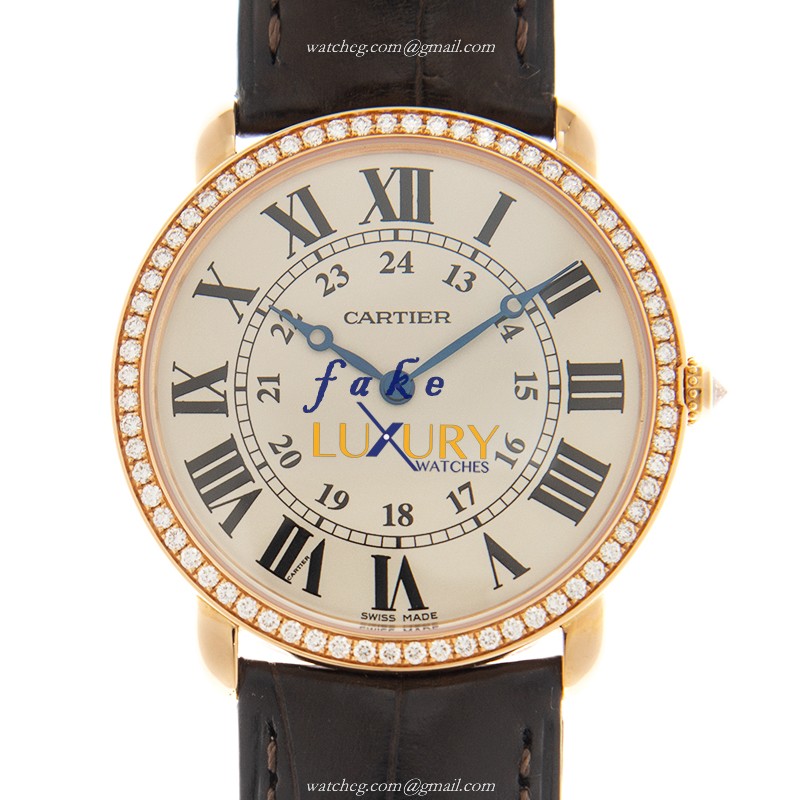 Cartier WR000651 Ronde Louis Cartier Manual Wind 18kt Rose Gold White Dial Replica Watch - Luxury Replica Watch