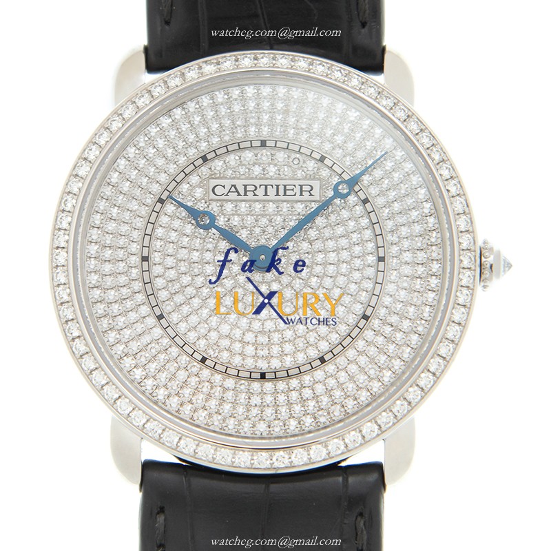 Cartier WR007007 RONDE LOUIS CARTIER - Manual Wind - 18kt White Gold - Diamond Replica Watch - Luxury Replica Watch